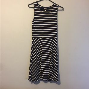 Navy & White Striped Swing Dress